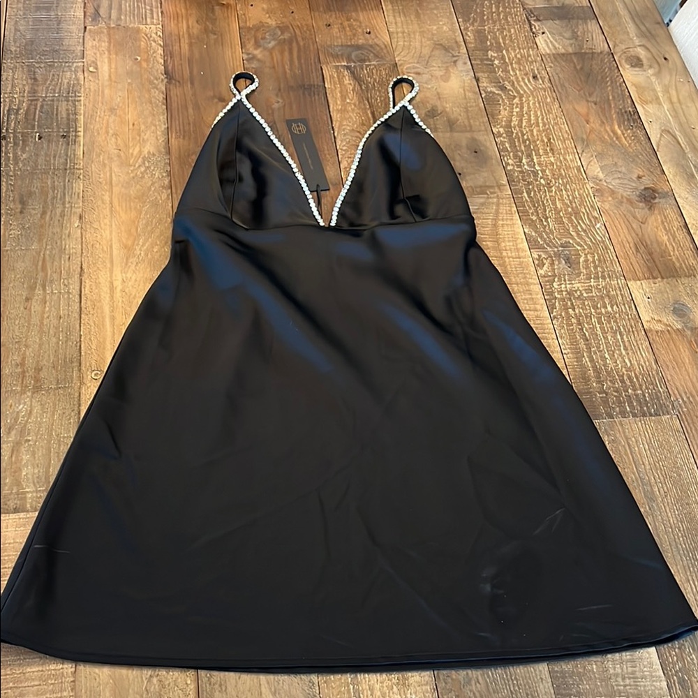 Elegant Black Dress with Jewel Straps